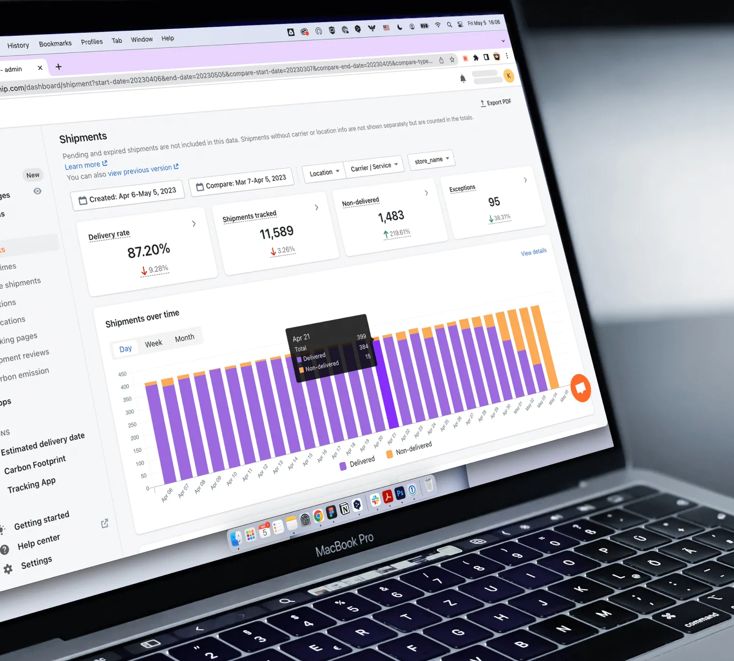 extract and display accurate tracking information v