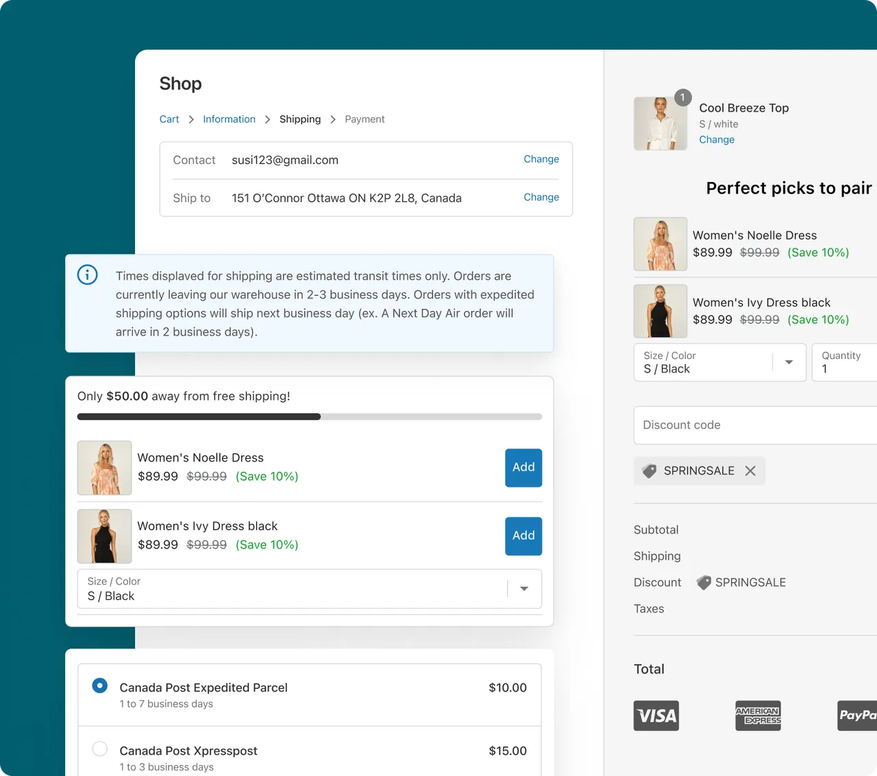 Fully customizable checkout experience