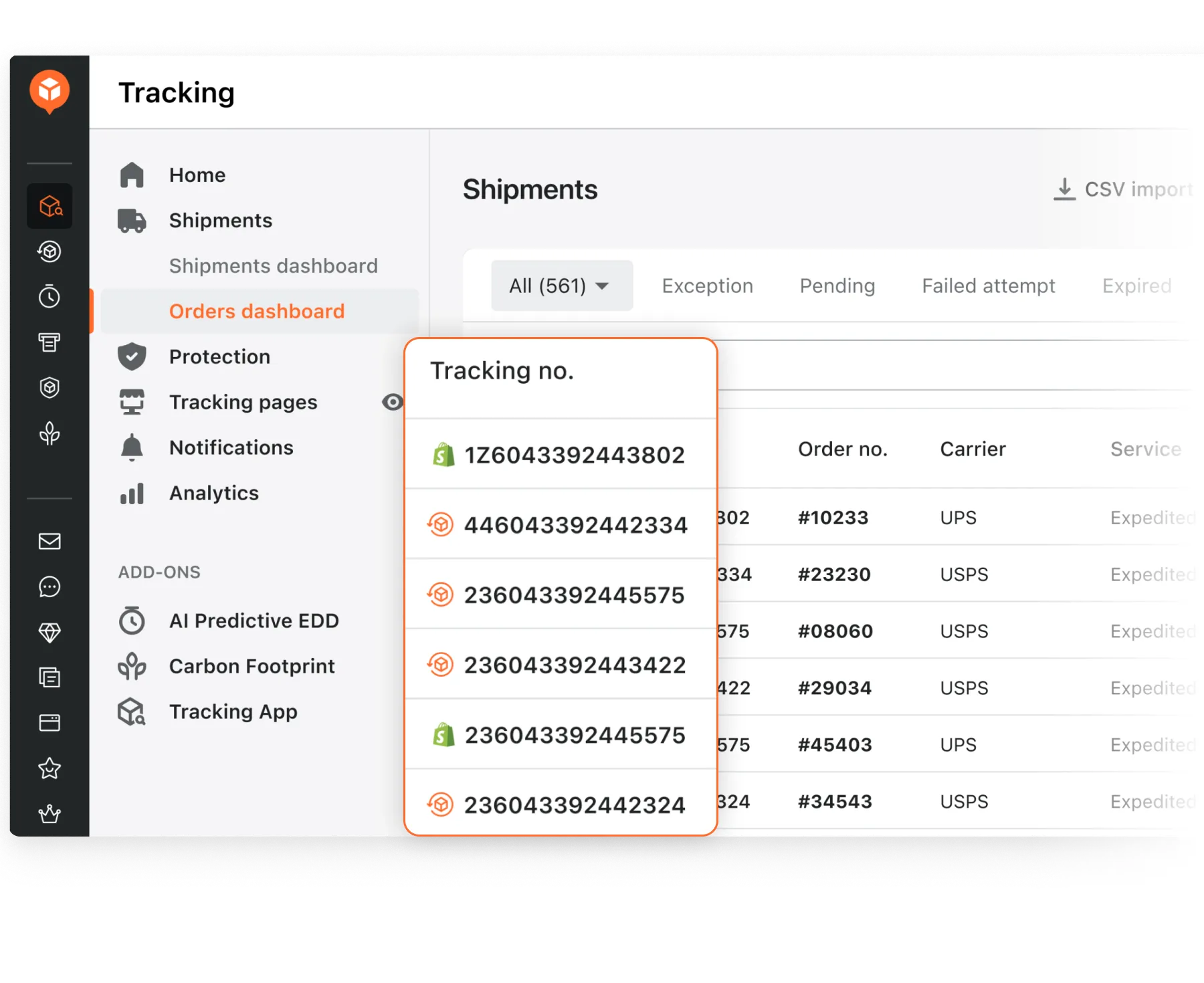 returns dashboard