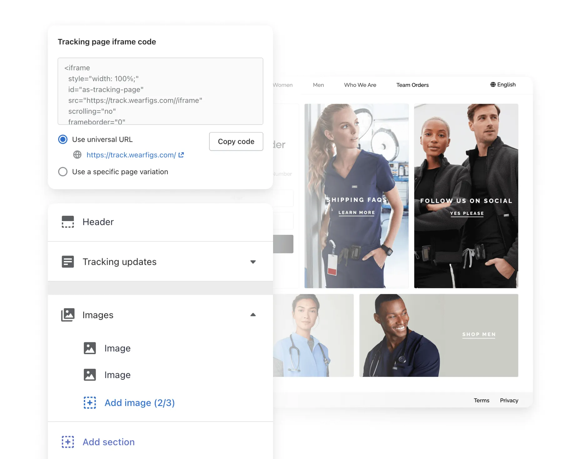 customize tracking pages