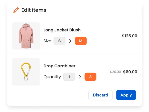 Order Edits: edit items UI