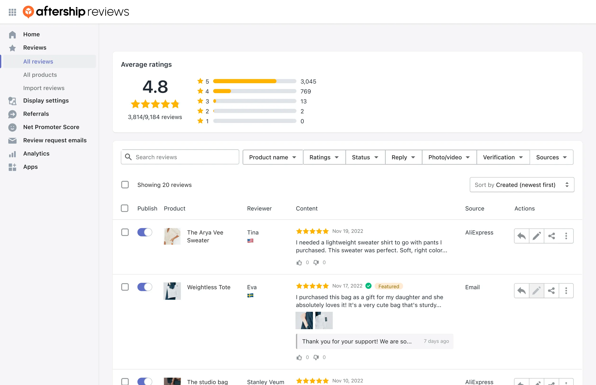 Manage reviews smartly