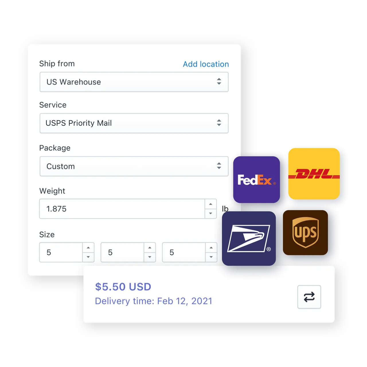 Real-time shipping rates
