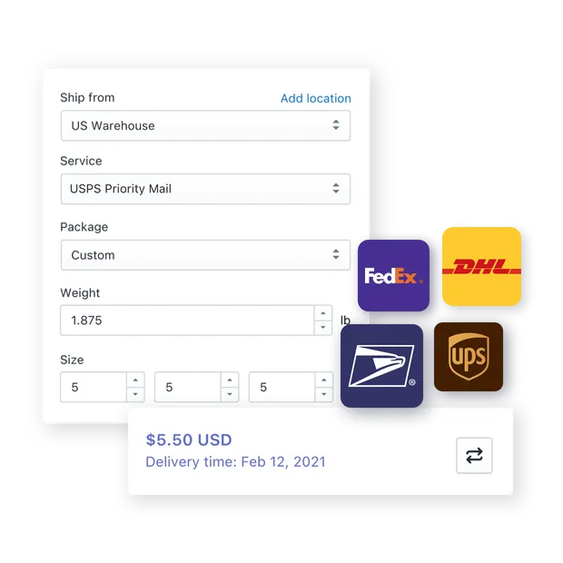 Real-time shipping rates