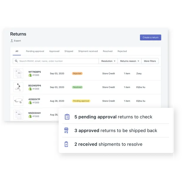 Returns management portal